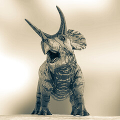 triceratops is calling the others on snow background © DM7