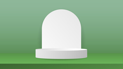 Abstract backdrop for product display, white podium on green background , 3d podium for presentation,  illustration 3d Vector EPS 10