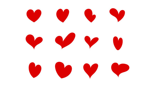 Set red hearts ,Hand drawn vector illustration EPS 10