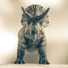 triceratops is looking to the camera on snow background © DM7