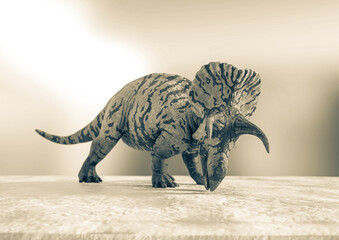 triceratops is tired on snow background © DM7