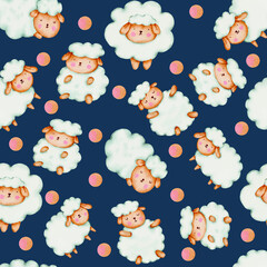 seamless pattern with cute sheep