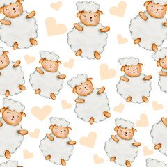cute sleeping sheep seamless pattern