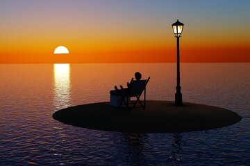 Personal island concept. 3D Illustration