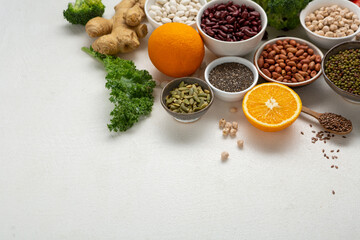 Light food background with copy sapce vegan concept