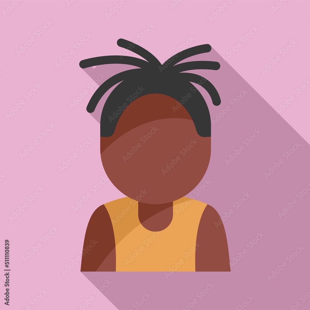 Wall mural cute african kid icon flat vector. africa couple