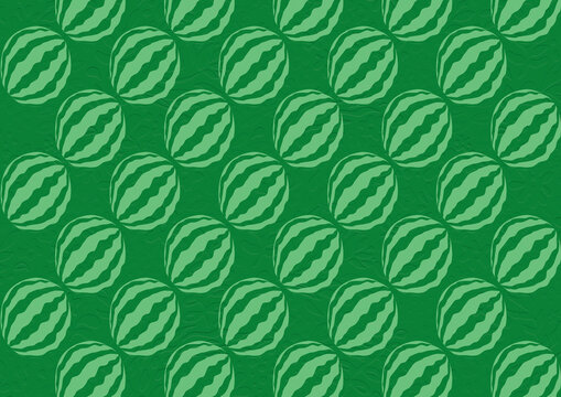 Isolated Green Watermelon Circle Icon On Textured Dark Green Background