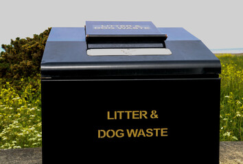 Litter and Dog Waste Bin at a Coastal Location