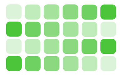 Squares with rounded corners in green and gradients in shades of the same. 