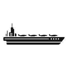 Top aircraft carrier icon simple vector. Navy ship