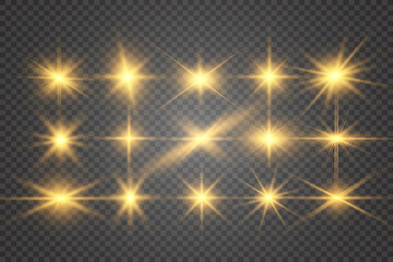 	
Set of bright beautiful stars. Light effect Bright Star. Beautiful light for illustration. Christmas star. White sparks sparkle with a special light. Vector sparkles on transparent background