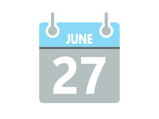 June 27. Vector flat daily calendar icon. Date, day, month and holiday for june.