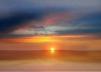 Fototapeta premium summer evening orange gold pink evening sunset at sea cloudy sky skyline weather forecast landscape 