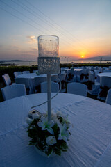 wedding tables at sunset