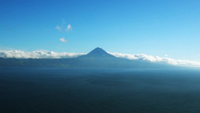 Pico Mountain as seen from Sao Jorge Island, Azores Islands, Time Lapse
