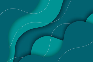 Abstract papercut background. Green modern wavy layer composition.