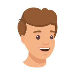 Handsome Brunet Man Character with Laughing Face Demonstrating Emotion Vector Illustration