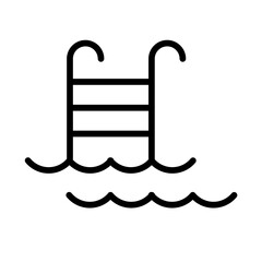 Swimming pool ladder thin line vector icon