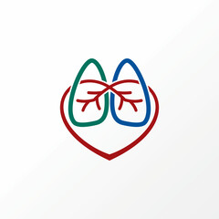 Fototapeta premium Unique and simple lungs and love in line art or out image graphic icon logo design abstract concept vector stock. Can be used as a symbol related to health or organ