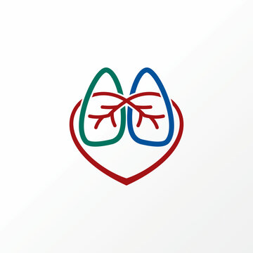 Unique and simple lungs and love in line art or out image graphic icon logo design abstract concept vector stock. Can be used as a symbol related to health or organ