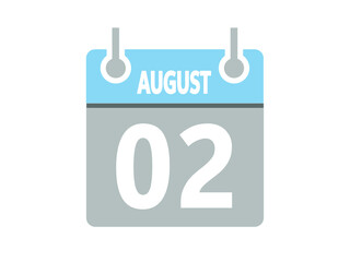 August 2. Vector flat daily calendar icon. Date, day, month and holiday for august.