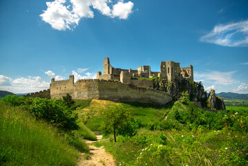 Fototapeta na wymiar Beautiful castle in the Europe. Ruins Beckov in the Slovakia. 