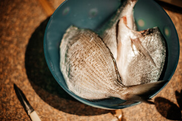 fresh peeled fish on a plate