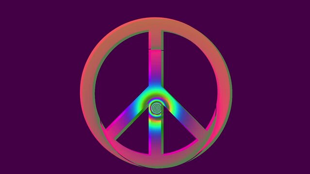 Groovy sixties hippy style background with peace symbol animation 