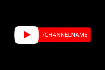 Youtube Channel Name Lower Third. Red Broadcast Banner for Video On Black Background. Vector Illustration