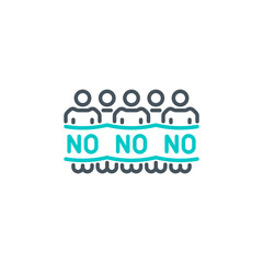 crowd of protesting activists at demonstrate single line icon isolated on white. Perfect outline symbol strike of group people against the war. rebels and insurgents element with editable Stroke line