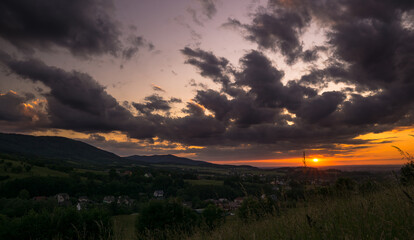 Sunset on a mountain slope in the Beskids © Mariusz
