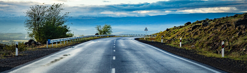 High speed road with cloud background