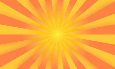 Orange abstract line Cartoon Style. Big Boom or Sunlight vector illustration. yellow radial lines background