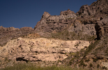 Fototapeta na wymiar Geology. View of the rocky and sandstone mountains in the desert.
