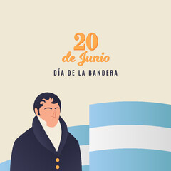 20 de Junio, día de la Bandera Argentina. Belgrano - obrazy, fototapety, plakaty