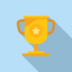 University award cup icon flat vector. Degree education
