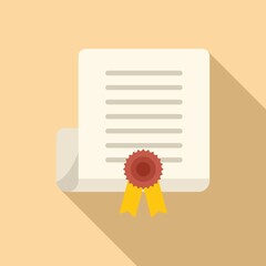 Master degree icon flat vector. Education diploma