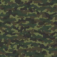 Camouflage pattern background. Classic clothing style masking camo repeat print