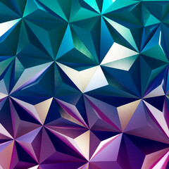 Abstract blue and purple low poly triangle geometric background. 3d rendering.	