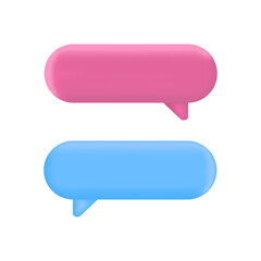 Speech bubble set. Color text box. Social media live chat shape. Message tag balloon. Dialog frame. Speak cloud icon. 3d render quote sign. Business concept. Support and comment. Vector illustration