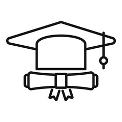 Degree cap icon outline vector. School diploma