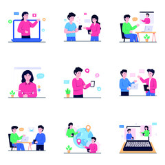 Pack of Communication and Discussion Flat Illustrations

