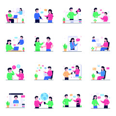 Pack of Communication Flat Illustrations

