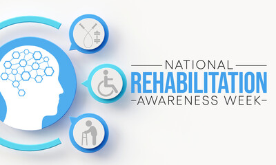 National Rehabilitation awareness week is observed every year in September, it is a branch of medicine that aims to enhance and restore functional ability and quality of life. 3D Rendering - obrazy, fototapety, plakaty
