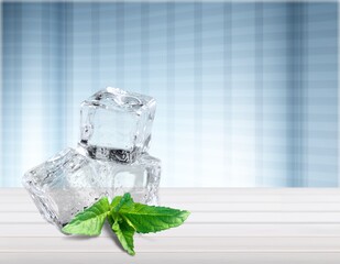 Cold clean ice cubes on background