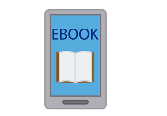 Icono de un ebook en fondo blanco.