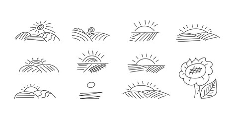 Farm fields vector illustration background
