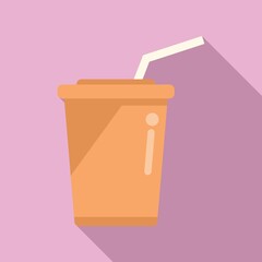 Plastic cup trash icon flat vector. Recycle waste