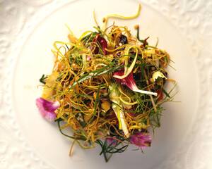 vegan salad with some flowers