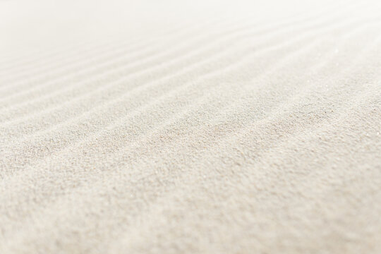 Beautiful sand texture on the beach. White sand beach by the ocean, macro
